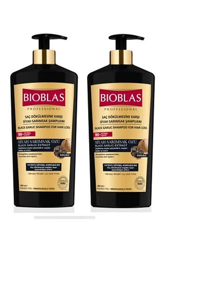 Bioblas Șampon cu usturoi negru - Extract de usturoi negru, anti-căderea părului, 1000 ml x set de 2
