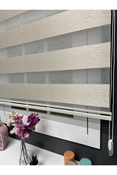 atölyeperde Atölye Perde Bej Barselona Jakarlı Zebra Stor Perde