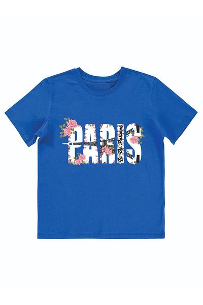 Cevval PARIS - Tricou pentru fetiță cu text imprimat cu trandafiri