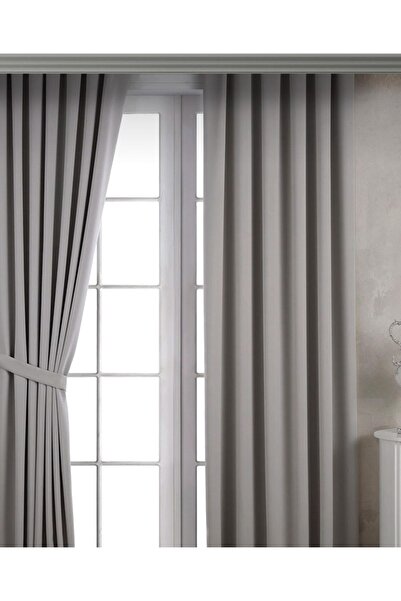 SAHARA HOME Ege'den Karartma Perde, Blackout Perde, Gümüş Gri