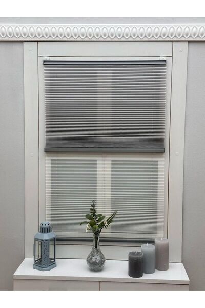 YAZAR HOME Gece Gündüz Katlanabilir Açık Gri Cam Balkon Plise Perde