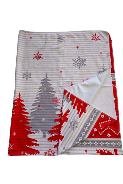 Loyal Home Yılbaşı Desenli Polar Tv Battaniyesi - Kırmızı Ağaç