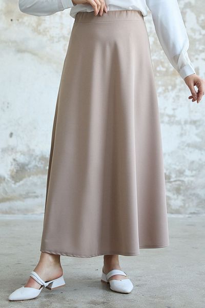 InStyle Fusta din material tricotat dublu de culoare bej