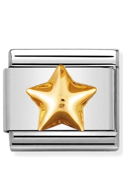 Takı Dükkanı Italian Steel Bracelet Charm Yellow Embossed Starry (1 Pc) 9mm Scb26C