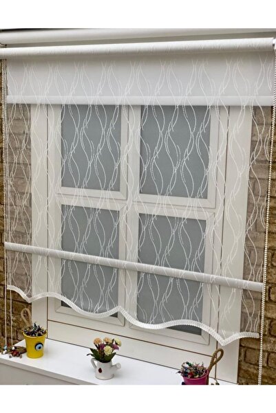 YAZAR HOME Yeni Sezon 1. Kalite Etekli Çift Mekanizmalı Zebra Stor Perde - 3568