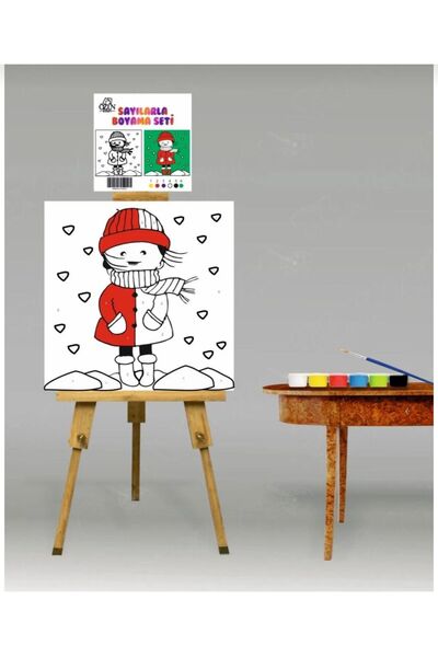 epazar Sayılarla Boyama Seti Kar Kız 20x20 Çocuk Sayılarla Boyama Hobi Tuval