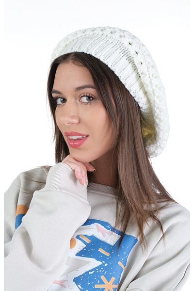 Ritagarcia Dámský ecru pletený jednovrstvý baret