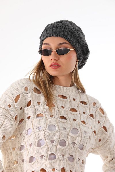 Ritagarcia Double Layer Knitted Anthracite Beret
