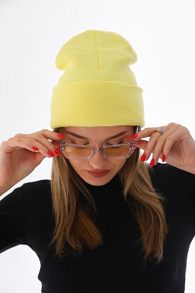 Ritagarcia Unisex Winter Lemon Yellow Folded Beret
