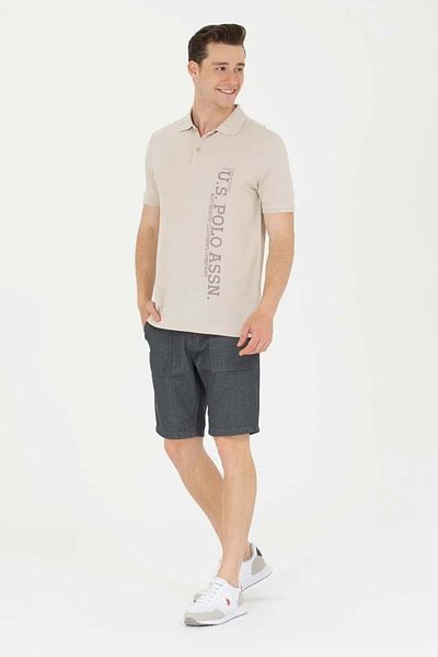 U.S. Polo Assn. U.S. Polo Yaki - Μπλουζάκι με γράμματα στην αριστερή πλευρά - Χρώμα πέτρας - M - ST07534- Χρώμα πέτρας-M