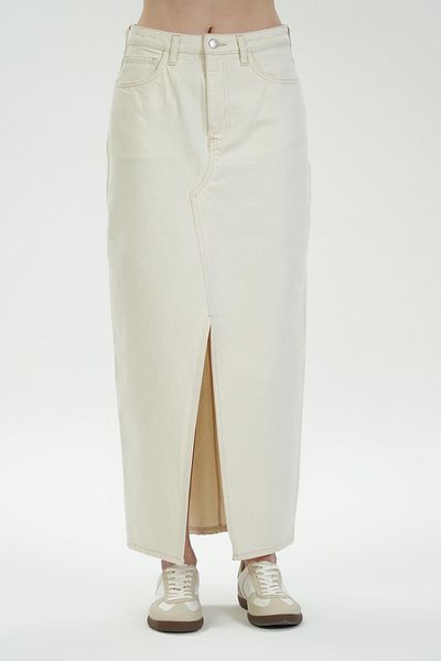 CROSS JEANS High Waist Ecru Maxi Jeans - Slit Detailed C 4532-058