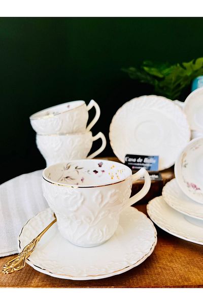 CASA DE BELLA Lidya 2-Piece Luxury Porcelain Tea and Nescafe Cup
