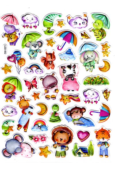 Limmy Αυτοκόλλητο 24x19cm Animals with Umbrella Αυτοκόλλητο Planner Notebook - Ldd002