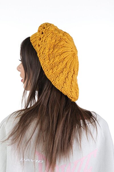 Ritagarcia Kadın Hardal Triko Tek Kat Ressam Bere