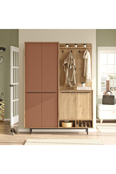 L'occi Concept Living Portmanto Vestiyer Ayakkabılık Metal Ayaklı Sepet-Kirem...