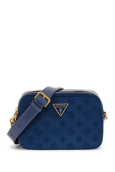 Guess Women's Brand Logo Chain Detailed Shoulder Strap Stylish Designed Dark Blue Shoulder Bag Suitable for Daily Use