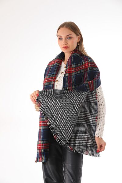 Ritagarcia Двосторонній м'який шарф з темно-синьої шотландської вовни