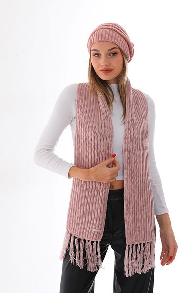Ritagarcia Women's Stringed Beret Powder Thessaloniki Knitted Scarf Set
