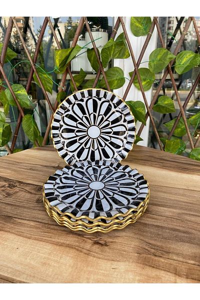 GÜRCÜGLASS مجموعة أطباق حلوى البابونج مقاس 17 سم