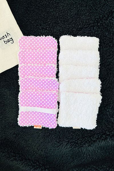 Puffa 10 Lilac Makeup Remover Pads - Washing Bag Gift