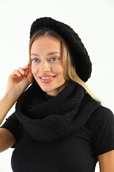 Ritagarcia Γυναικεία Πλεκτά Σετ Μπερέ Ζωγράφου και Πλεκτό Γιακά Λαιμού