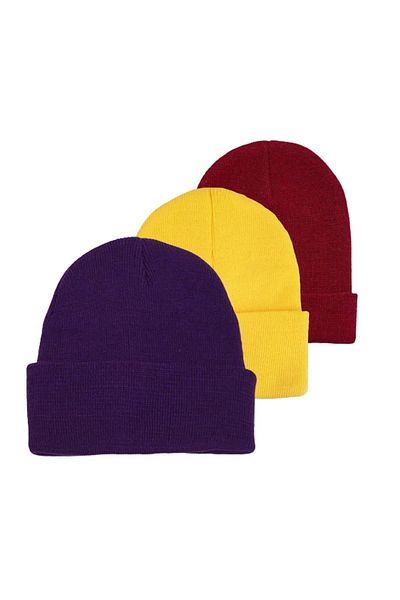 Ritagarcia Unisex Winter Claret Red-yellow-purple Folded Beret Set of 3