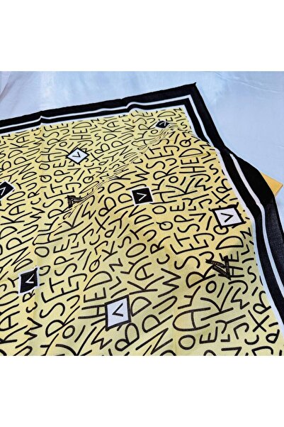 AWAM SILK وشاح قطني بنمط الحروف 90*90 سم