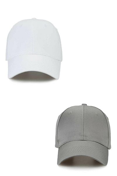 Ritagarcia Unisex Adjustable Sports White-dark Gray Basic Cap Hat Set of 2