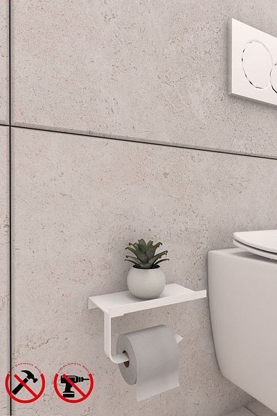 Alper Banyo White Phone Shelf Toilet Roll Holder Cell Phone Holder Shelf