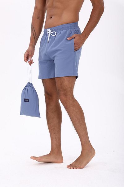 Whitefin Stretch Blue Swim Shorts