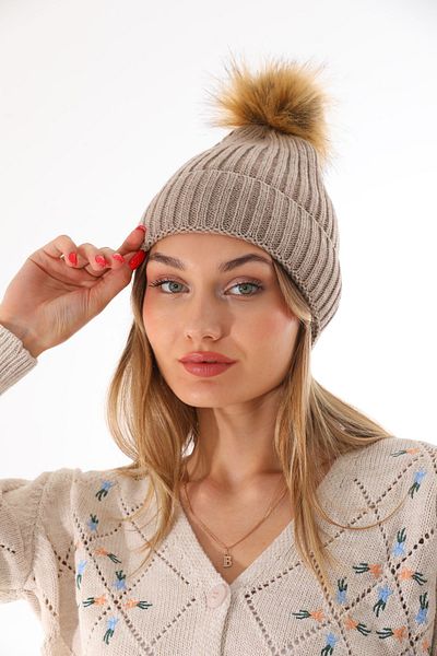 Ritagarcia Women's Winter Stone Pompom Knitwear Beret