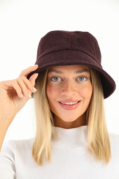 Ritagarcia Women's Round Burgundy Bucket Bucket Hat