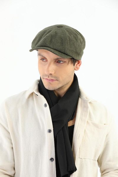Ritagarcia Men's Khaki Cap Peaky Blinders Stamped Fabric Hat Cap