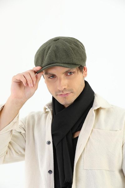 Ritagarcia Men's Khaki Cap Peaky Blinders Stamped Fabric Hat Cap