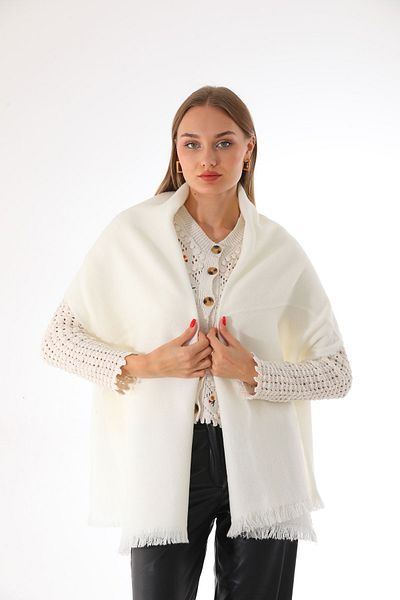 Ritagarcia Women's Soft Textured Ecru Plain Scarf