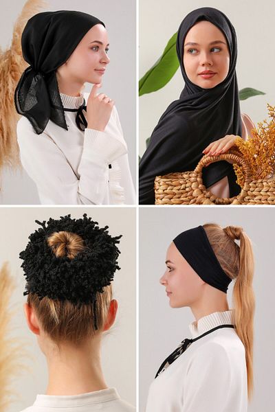 Melodi Scarf Hijab Shawl Bone - Σετ γυναικεία εσωτερική μαντίλα και πόρπη με κουλούρι