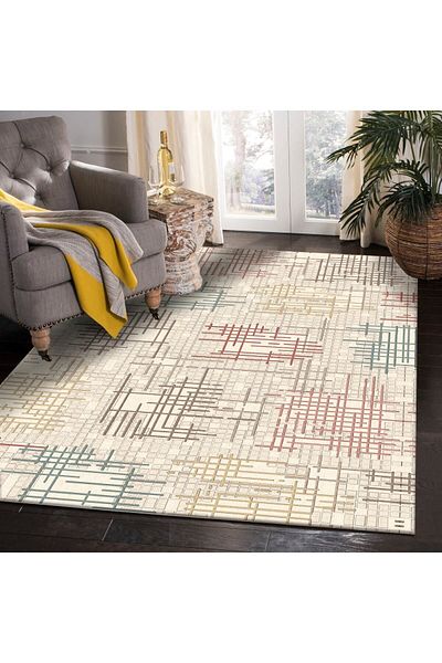 Sermod 10305-Sponge Striped Modern Non-Slip Carpet Cover