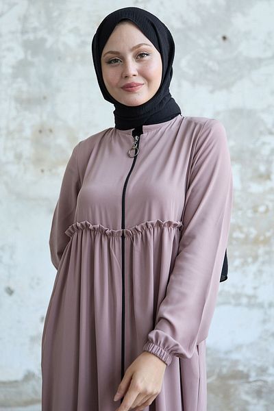 InStyle Χρώμα πούδρας Shiring Ferace με λεπτομέρεια φούντας στην πλάτη