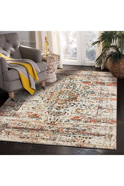 41-Sponge Ethnic Antique Modern Rug Pattern Non-Slip Carpet Cover