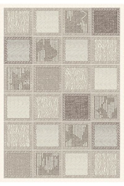 Sermod 10356-Burete în carouri modern crem verde roz mixt covor antiderapant