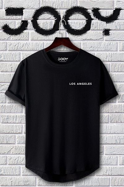 Jooy Company Los Angeles Μαύρο και άσπρο μπλουζάκι σε οβάλ κόψιμο Σετ 2 τεμαχίων