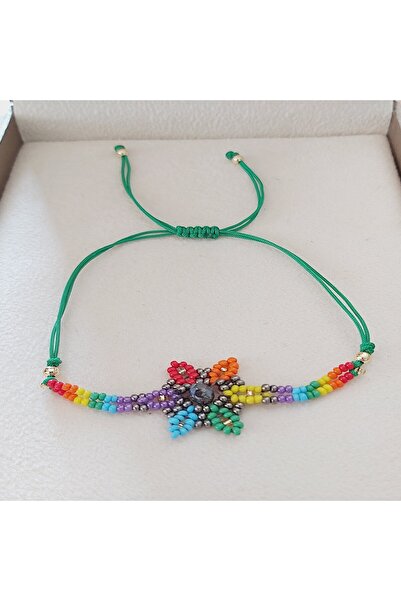 toptanhanem Miyuki Sand Beads Rainbow Flower Elevator Allergy Free Bracelets