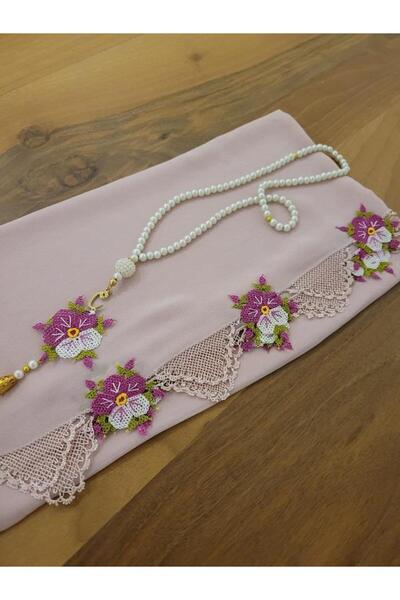 onlaynticaret İğne Oyası İşlemeli El İşi Mevlüt Örtüsü ve tesbih O-000112