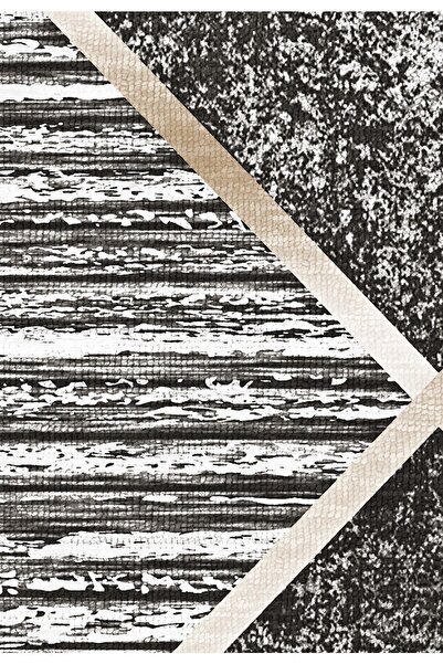 Sermod 101 Süngerli Gri Kahve Geometrik Halı Örtüsü