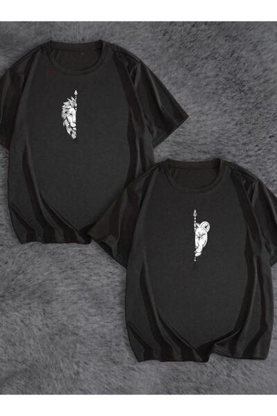 Massgai Tricou oversize Lion Couples - Combinație de cuplu, 100% bumbac