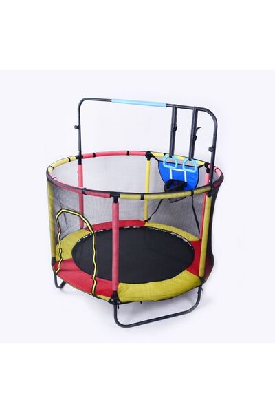 Leyaton Çocuk Trambolini 150 Cm 60 Inç Güvenlik Fileli Ekstra Hediyeli Büyük Boy 5 Ft