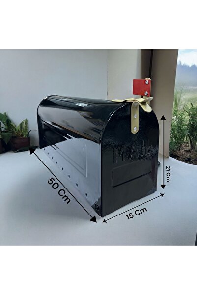 LUCKYHOMES Custom Made Galvanize American Style Mailbox,Mail Box Black 50X15X21