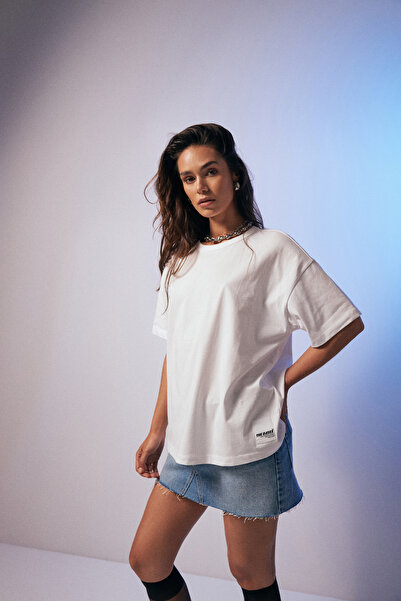 Bases Λευκό 100% βαμβακερό Premium Basic κοντομάνικο μπλουζάκι Oversize