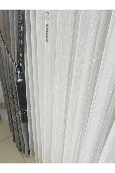 FİENS Bamboo's Crown Slub 1/2 Medium Pleated Tulle Curtain - Gramated, No Ironing Suitable for All Rooms