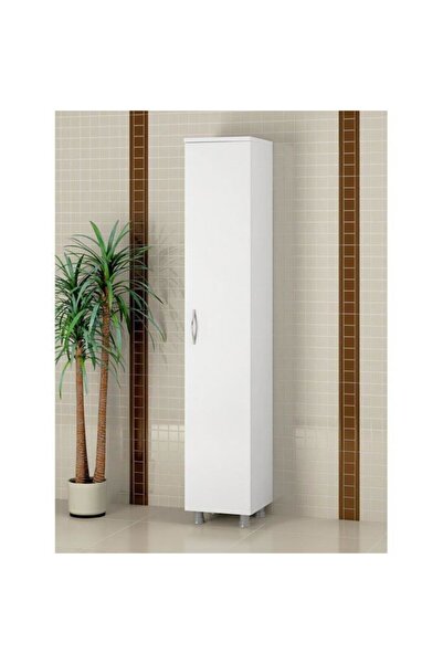 birnur pazar Tek Kapaklı 5 Raflı Çok Amaçlı Boy Dolabı Beyaz